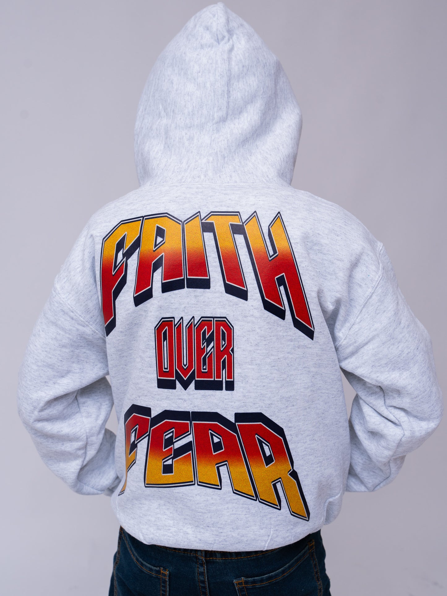 KIDS Grey Faith Over Fear Hoodie