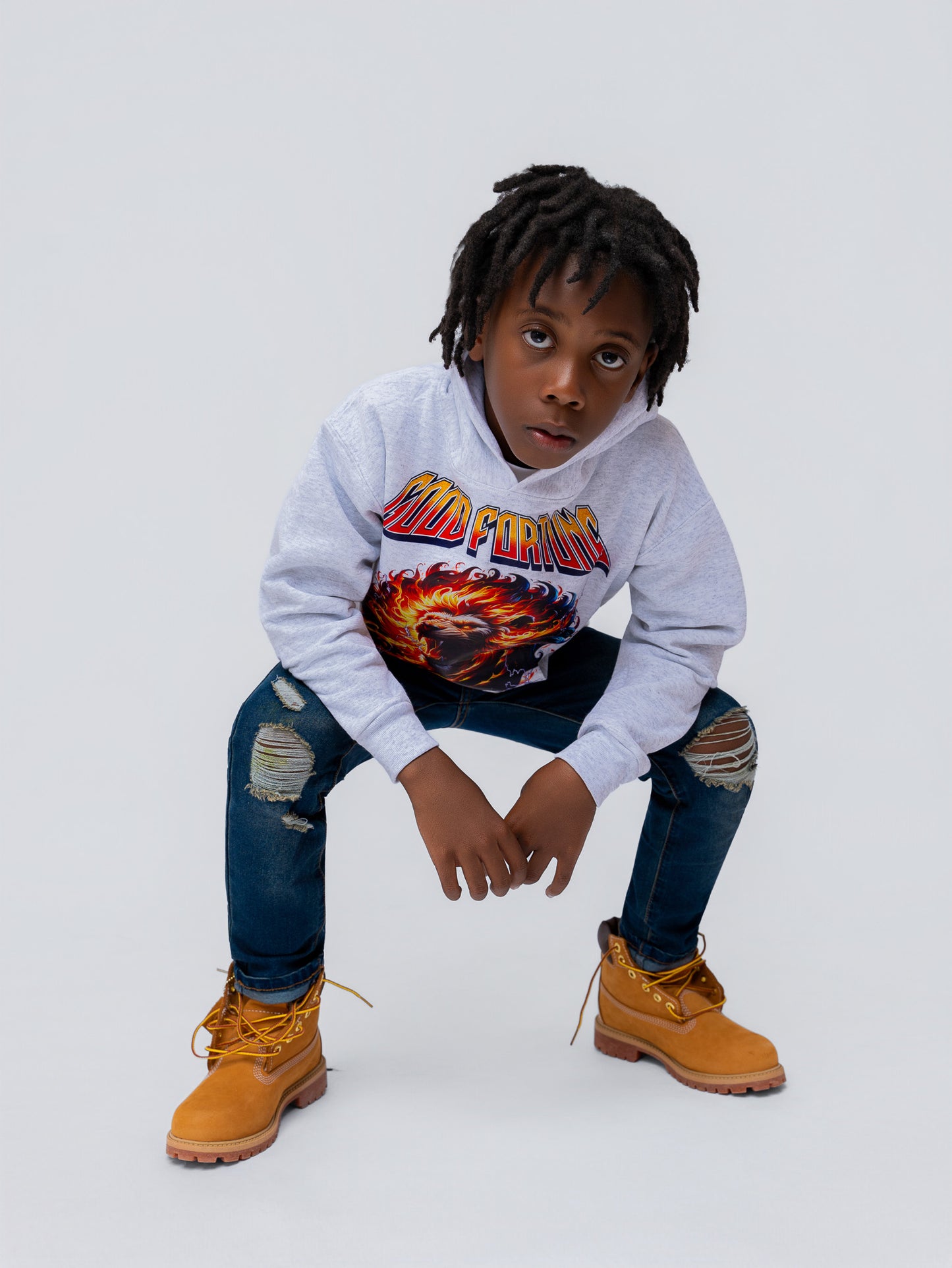 KIDS Grey Faith Over Fear Hoodie